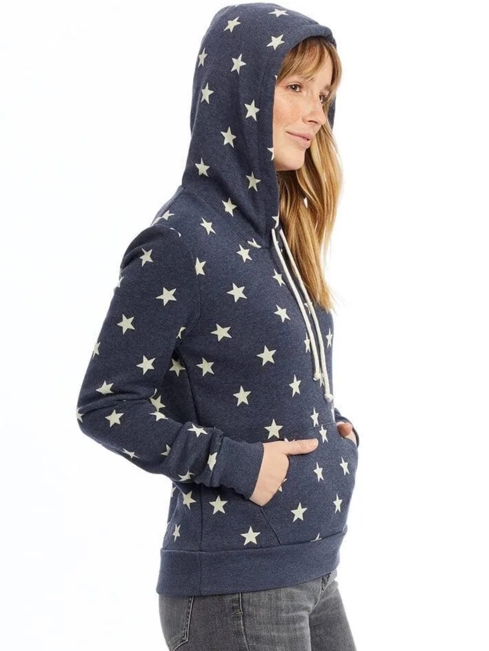 Alternative Apparel Navy Star Print Hoodie Sweater with Cream Stars